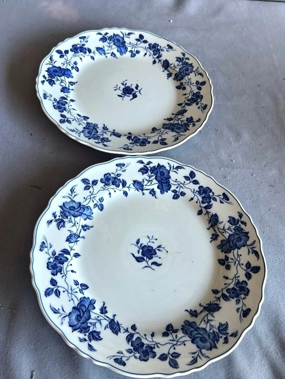 Royal Meissen Blue Floral Fine China Dinnerware Set of 2